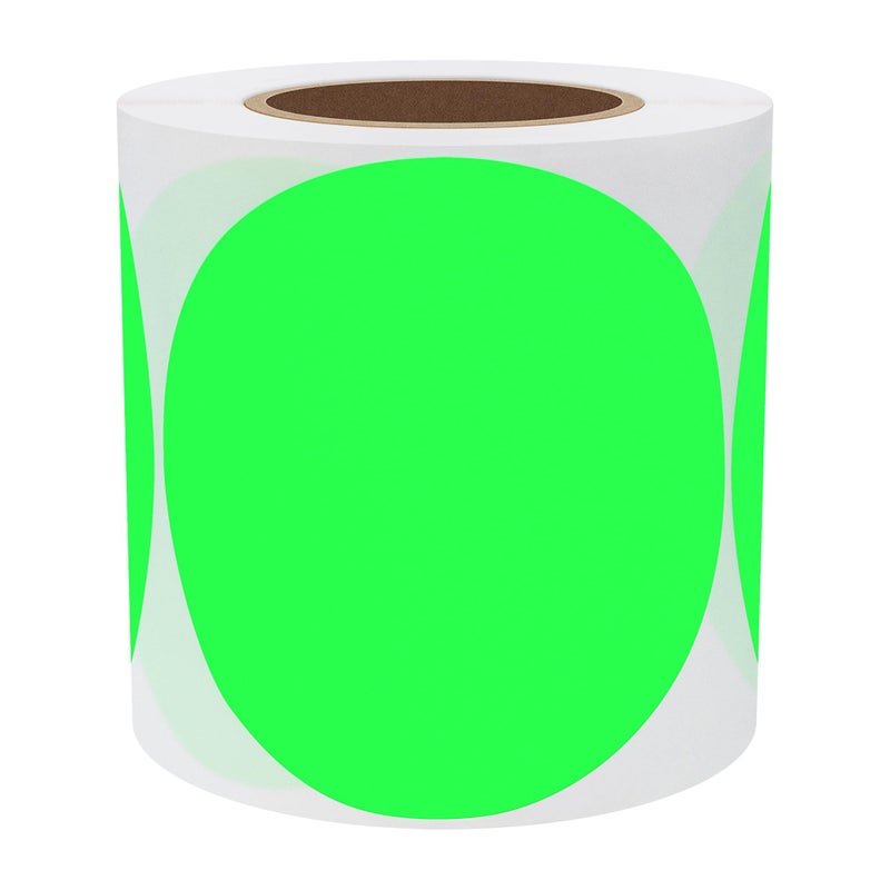 Hybsk Round Color Coding Circle Dots Labels Warehouse Inventory Organizer Stickers (4 inch, Fluorescent Green) - Image 2